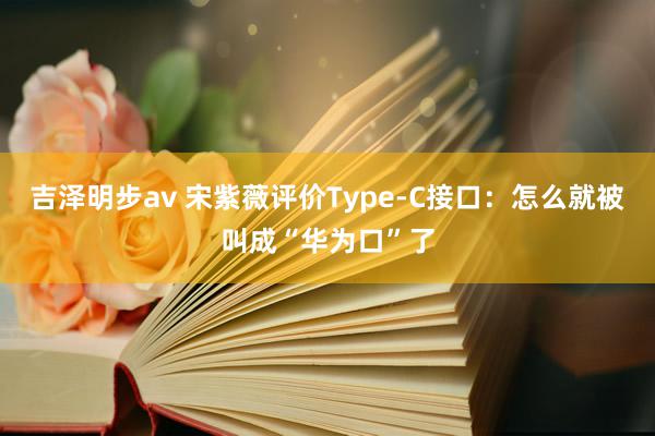 吉泽明步av 宋紫薇评价Type-C接口：怎么就被叫成“华为口”了