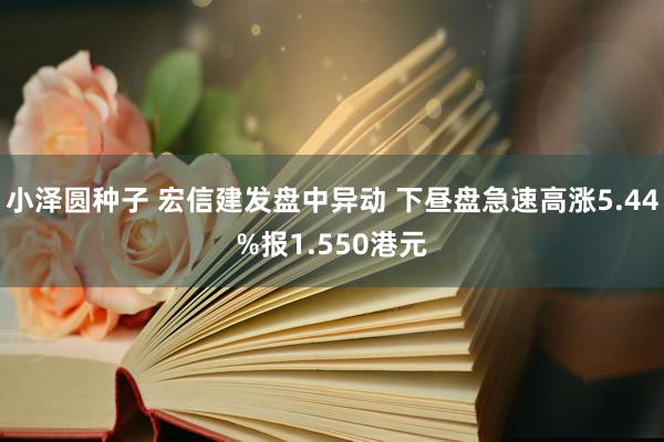 小泽圆种子 宏信建发盘中异动 下昼盘急速高涨5.44%报1.550港元