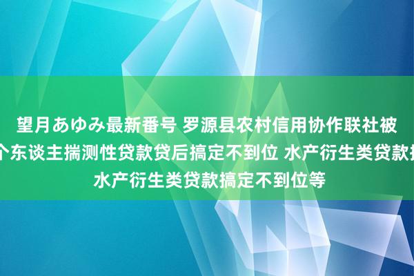 望月あゆみ最新番号 罗源县农村信用协作联社被罚90万元：个东谈主揣测性贷款贷后搞定不到位 水产衍生类贷款搞定不到位等