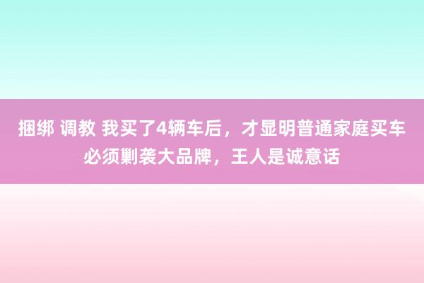 捆绑 调教 我买了4辆车后，才显明普通家庭买车必须剿袭大品牌，王人是诚意话