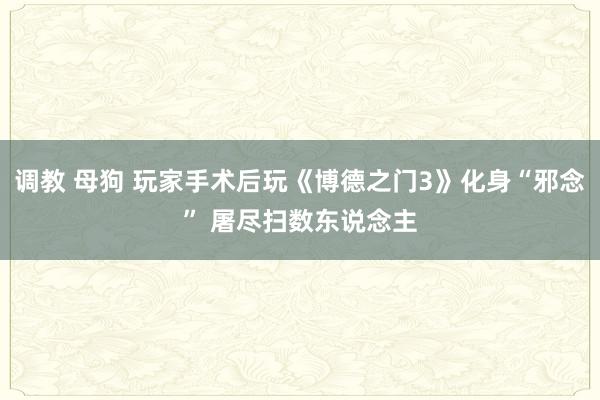 调教 母狗 玩家手术后玩《博德之门3》化身“邪念” 屠尽扫数东说念主