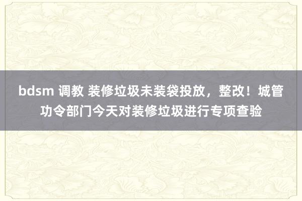 bdsm 调教 装修垃圾未装袋投放，整改！城管功令部门今天对装修垃圾进行专项查验