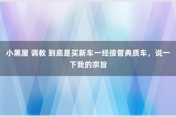 小黑屋 调教 到底是买新车一经接管典质车，说一下我的宗旨